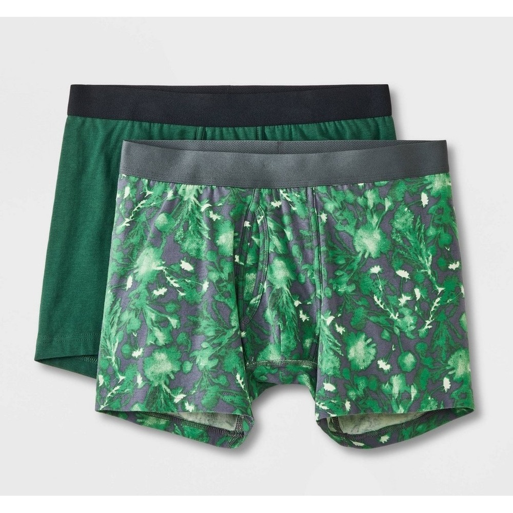 Goodfellow & Co Men's Botanical Print Boxer Briefs 2pk - Gree Size XL 40/42"